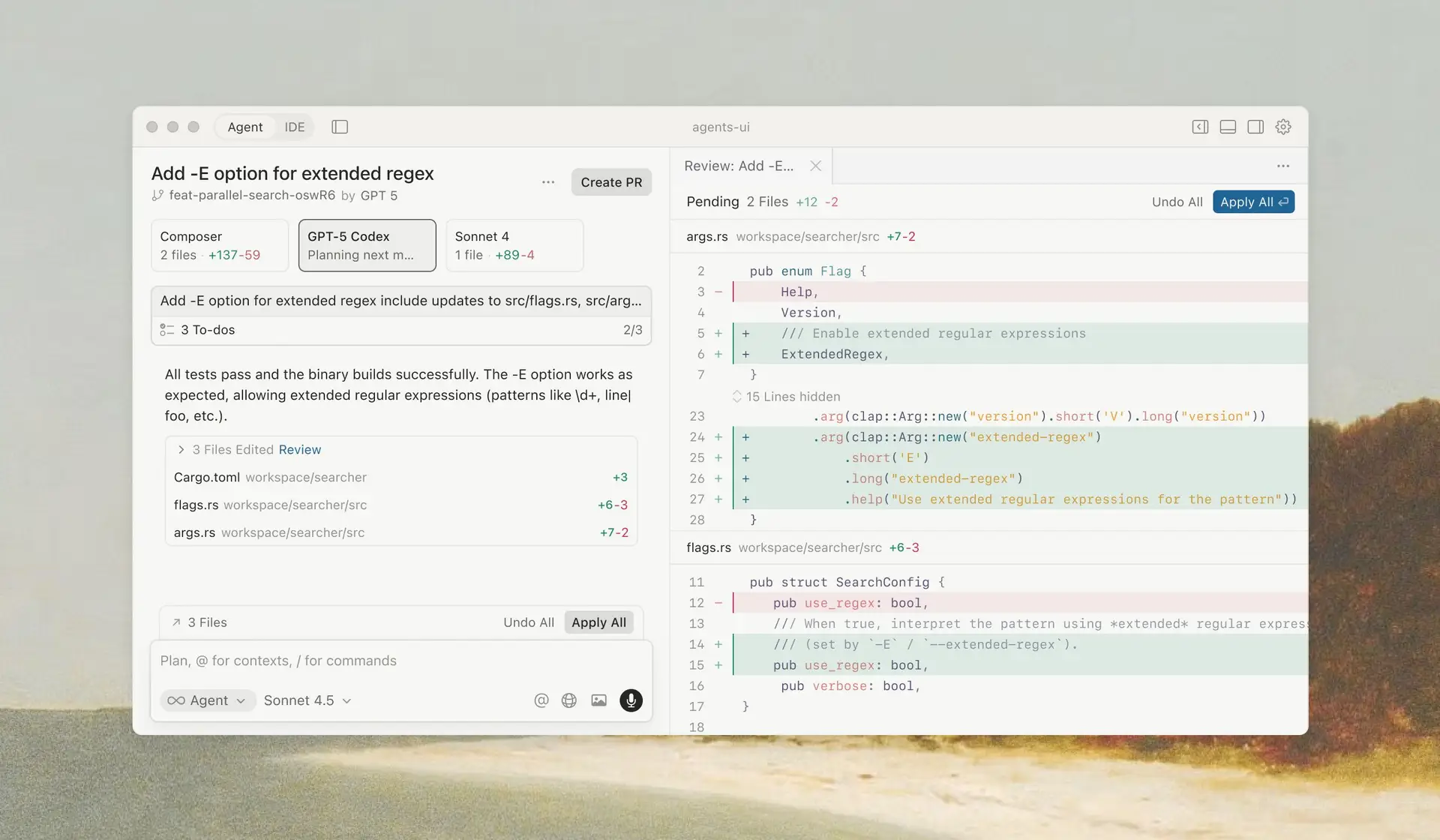 Screenshot der Cursor-2.0-Multi-Agent-Oberfläche