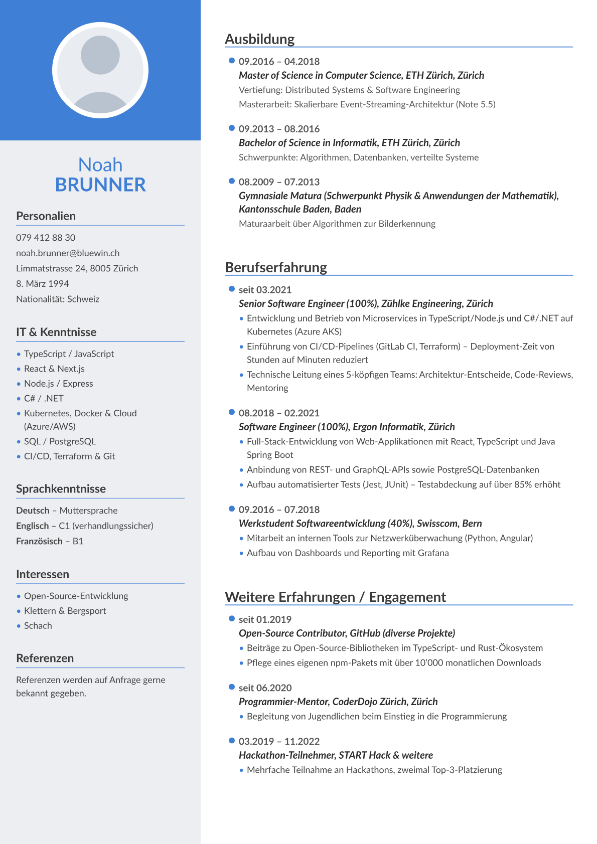 CV-Vorlage „sidebar“